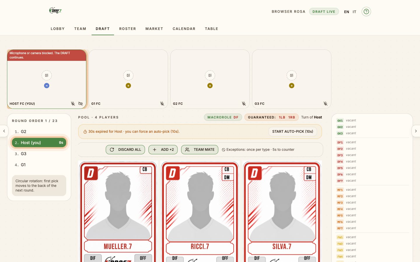 Live draft